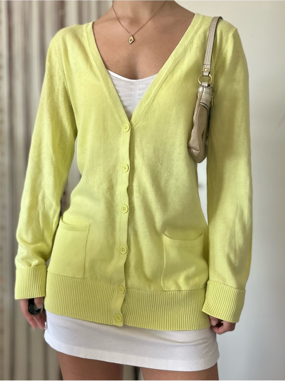 forever21 lime green long sleeve cardigan